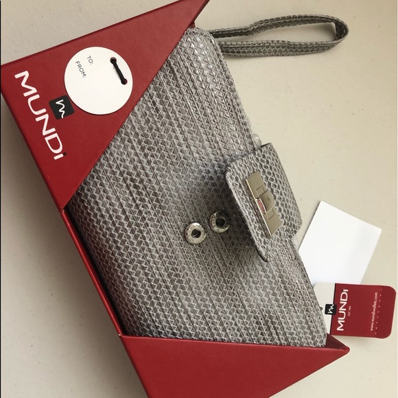 NWT MUNDI Gray/Silver Womens Clutch - Picture 7 of 9